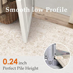 Beige Area Rug 5x7 Machine Washable Vintage Living Room Distressed Non Slip - Image 7