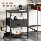 SUPERJARE Night Stand with Charger Station, 27.7 Inch Tall Nightstand with - Image 6