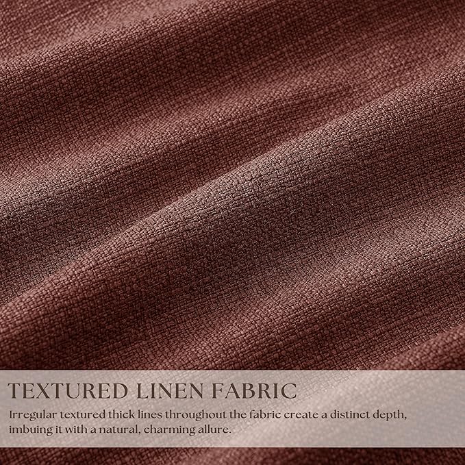 Chestnut Brown Pleated Linen Blackout Curtains 84 Inches Long - Image 3