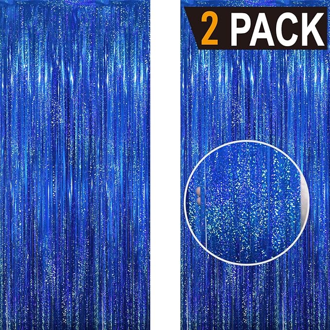 GOER 6.4 ft x 8.2 ft Metallic Tinsel Foil Fringe Curtains Party Photo Backdrop - Image 2