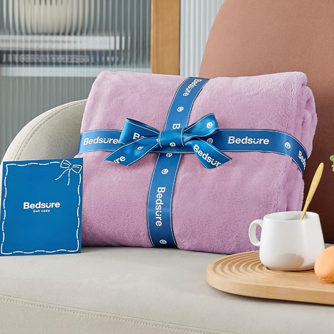 Bedsure GentleSoft Fleece Blankets King Size Lilac Lavender - Image 6