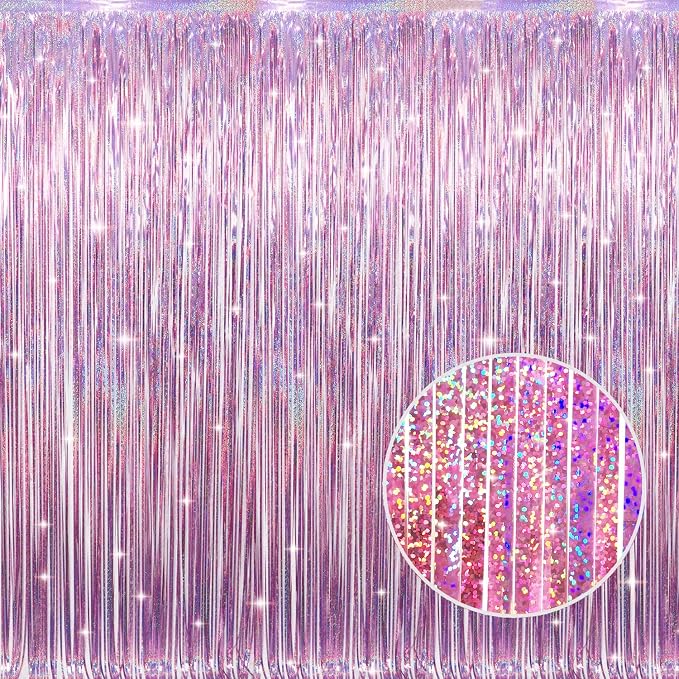 GOER 3.2 ft x 8.2 ft Metallic Tinsel Foil Fringe Curtains Party Photo Backdrop by GOER