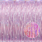 GOER 3.2 ft x 8.2 ft Metallic Tinsel Foil Fringe Curtains Party Photo Backdrop by GOER