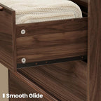 48" Tall Walnut Dresser for Bedroom, Mid-Century Modern 5 Drawer Chest of - Image 3