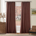 Brick Brown Pinch Pleated Blackout Linen Curtains 120 Inches Long by Twodrapes