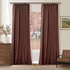 Brick Brown Pinch Pleated Blackout Linen Curtains 120 Inches Long by Twodrapes