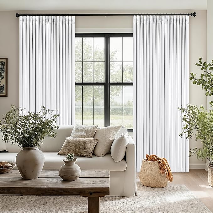 Snow White Pleated Linen Blackout Curtains 84 Inches Long - Image 8
