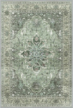Area Rugs 2'x7' Washable Non-Slip, Floral Vintage Distress Print Pattern - Image 3