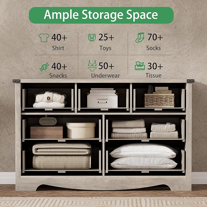 Dresser for Bedroom with 7 Drawers, Wood Dresser TV Stand, Wooden Closet - Image 4