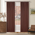 Chestnut Brown Pleated Linen Blackout Curtains 84 Inches Long by Twodrapes