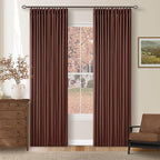 Chestnut Brown Pleated Linen Blackout Curtains 84 Inches Long by Twodrapes