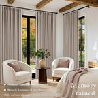 Viral Pleated Blackout Burlap 120 Inch Long Curtains Neutral Pinch Pleated - Image 6
