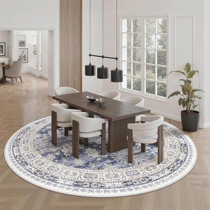 zesthome 8ft Round Rugs for Living Room, Non-Slip Washable Round Area Rugs - Image 9