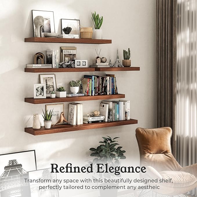 Floating Shelves for Wall, 9.3" Deep Wall Mounted Wood Shelves for Bathroom - Image 5