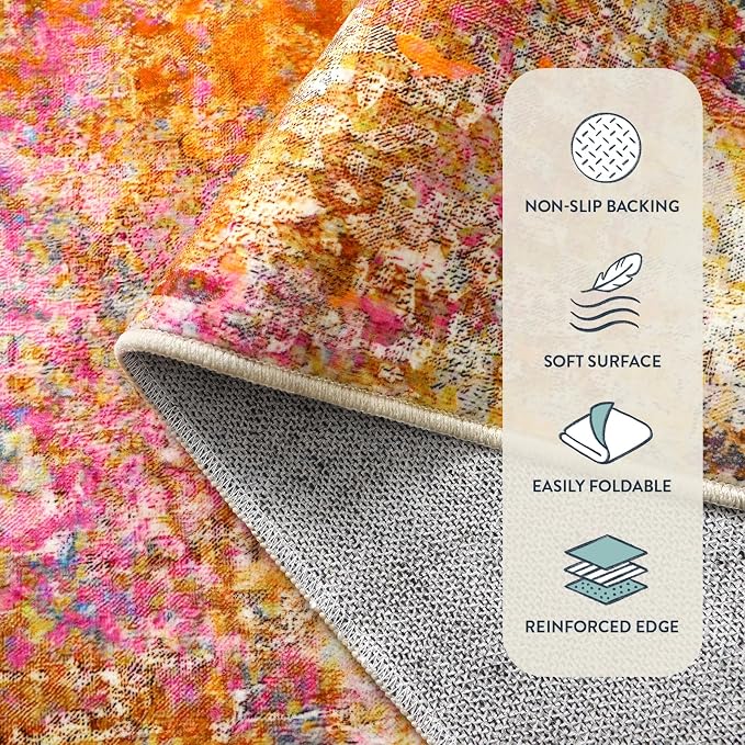 Lahome Modern Abstract Washable Living Room Rug, Colorful 8x10 Area Rugs - Image 3