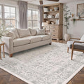 Gray Area Rug 7x10 Machine Washable Vintage Living Room Distressed Non Slip by PureCozy