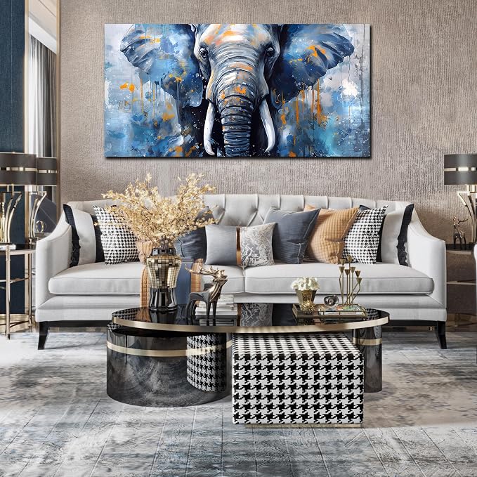 ENTANUB Elephant Wall Art for Living Room, Animal Canvas Print Painting for - Image 5