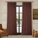 Chestnut Brown Linen Pinch Pleated Blackout Curtains 108 Inches Long - Image 9