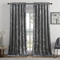 SMILETIME Grey Crushed Velvet Curtains 52x108inch Rod Pocket Luxurious Thermal by SMILETIME