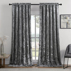 SMILETIME Grey Crushed Velvet Curtains 52x108inch Rod Pocket Luxurious Thermal by SMILETIME