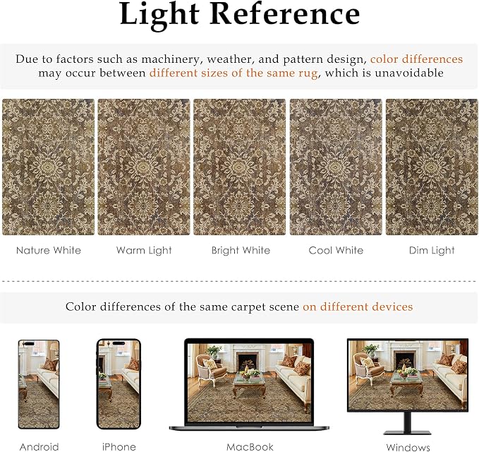 2x6 Runner Rug Brown Vintage Hallway Carpet Indoor Kitchen Washable Living Room - Image 7