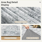 12x15 Washable Area Rug Gray Neutral Abstract Living Room Large Carpet Non Slip - Image 7