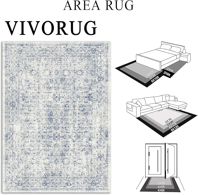 3x5 Rug, Small Area Rug for Living Room, Machine Washable Non-Slip Throw Rug - Image 6