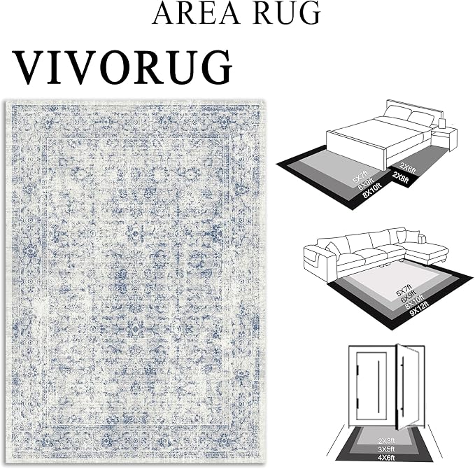 4x6 Rug, Small Area Rug for Living Room, Machine Washable Non-Slip Throw Rug - Image 3