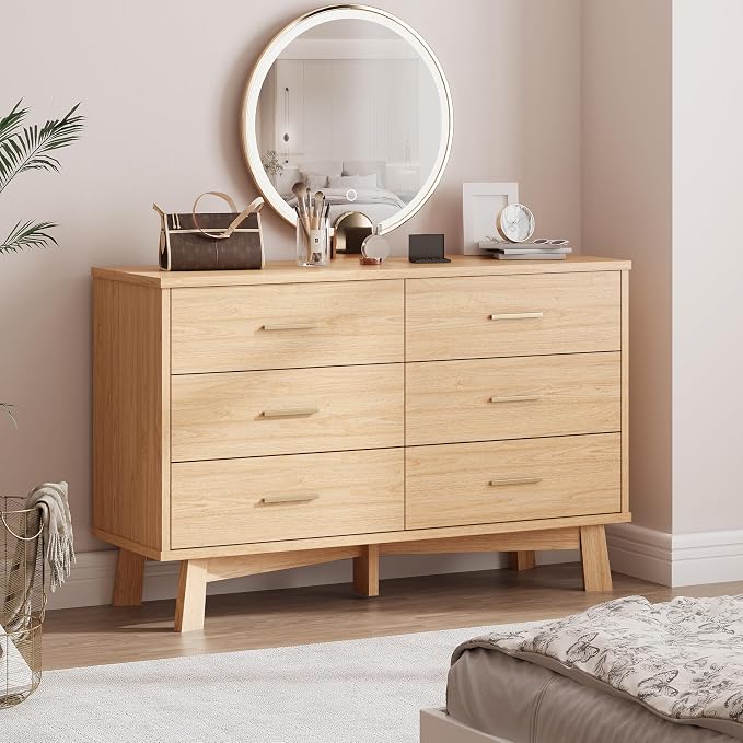 Dresser for Bedroom, 6 Drawer Wide Modern Chest of Drawers - Image 4