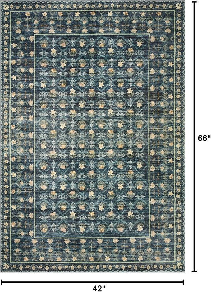 Loloi Rifle Paper Co. Eden Collection EDE-03 Lattice Indigo 3'-6" x 5'-6" - Image 2