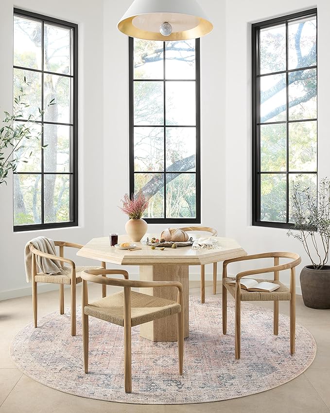Loloi Skye Collection SKY-01 Blush/Grey 8'-0" x 8'-0" Round Area Rug - Image 9