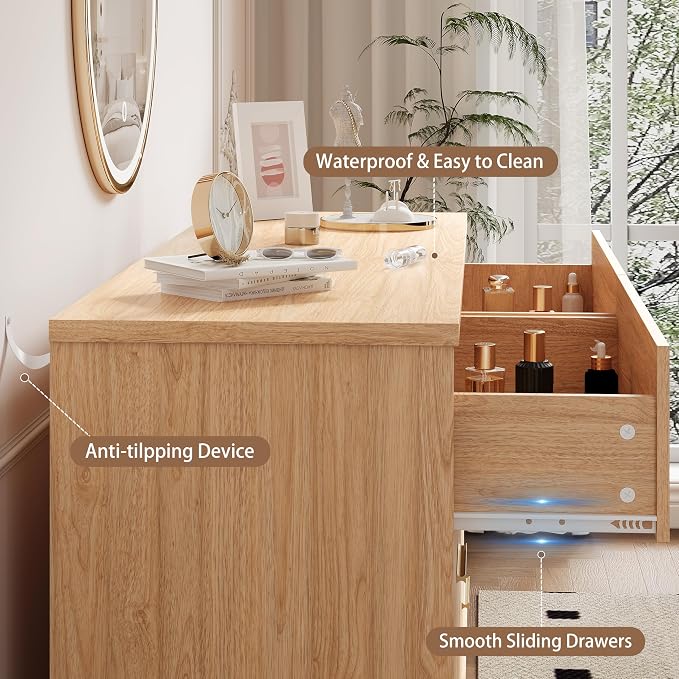 Dresser for Bedroom, 6 Drawer Wide Modern Chest of Drawers - Image 5
