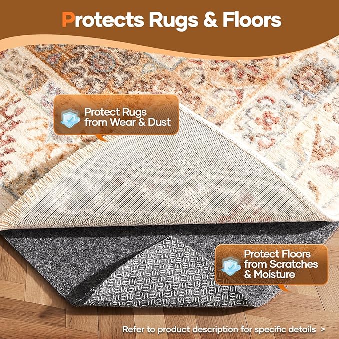 Veken Non Slip Cushioned Runner Rug Pad Gripper 2 x 10 Ft, Felt and Silicone - Image 5