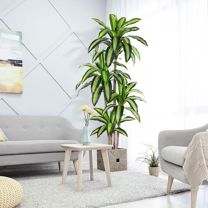 Artificial Plants, 6 Ft Dracaena Tree Faux Plants Indoor Outdoor Decor Fake Tree - Image 6