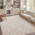Ivory 6x9 Area Rug Moroccan Shag Living Room Washable Carpet Soft Non Shedding by PureCozy