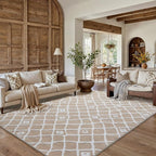 Beige 8x10 Area Rug Moroccan Shag Living Room Washable Carpet Soft Non Shedding - Image 3