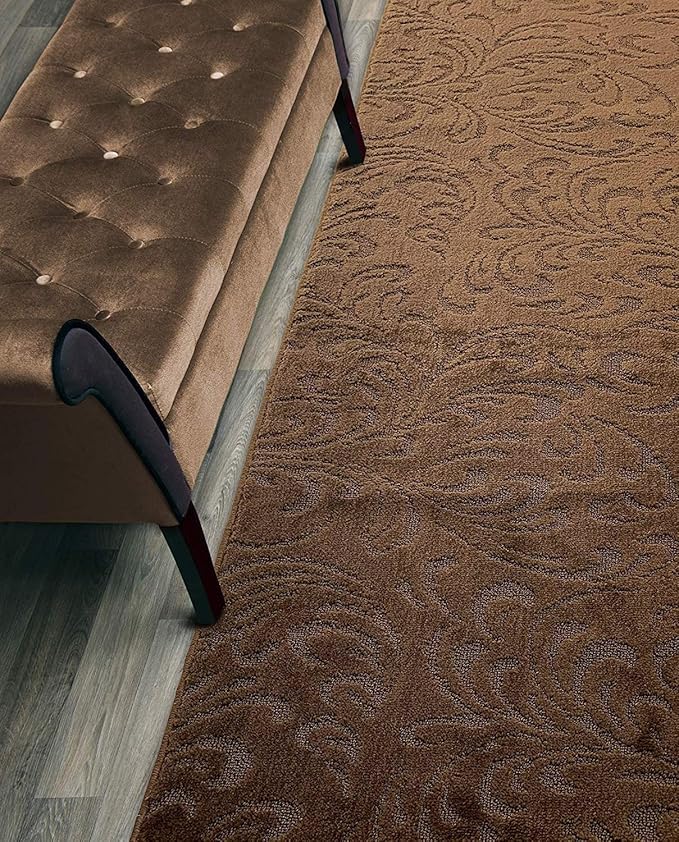 Custom Length Hallway Runner Rug, Slip Resistant, Floral Brown, 26 Inch X 7 feet by ORFAHOME