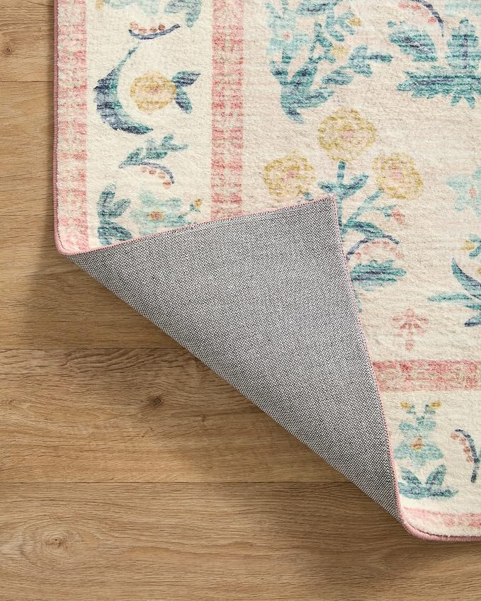 Loloi Rifle Paper Co. Eden Collection EDE-01 Mughal Rose Blush 2'-6" x 7'-6" - Image 6