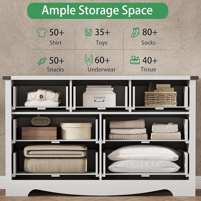 Dresser for Bedroom with 6 Drawers, Modern Dresser TV Stand, Wooden Closet - Image 4
