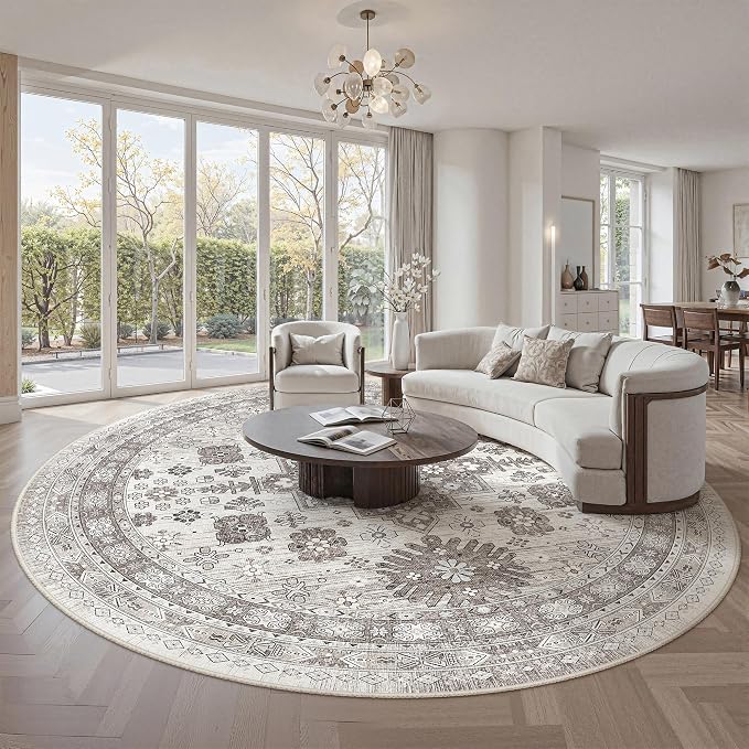 zesthome 8ft Round Rugs for Living Room, Non-Slip Washable Round Area Rugs - Image 4