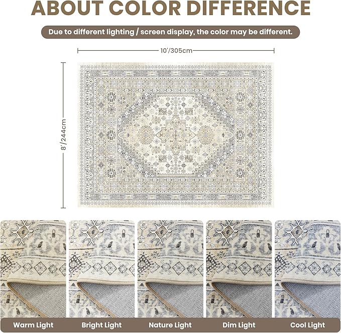 zesthome 8x10 Area Rugs for Living Room, Non-Slip Backing Washable Rugs - Image 2
