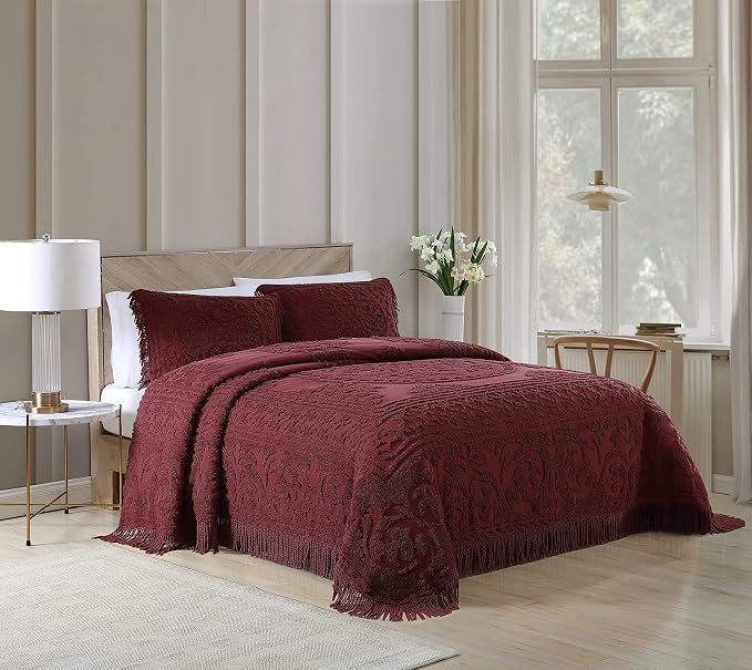 Beatrice Home Fashions Medallion Chenille Bedspread, King Sham - Image 2