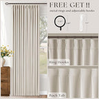 Pinch Pleated Blackout 102 Inch Curtains 70 Inch Wide Linen Dual Layer - Image 4
