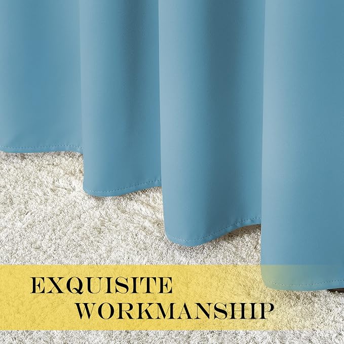 NICETOWN Teal Blue Blackout Curtains 84 inch Length, Grommet Top Room Darkening - Image 5