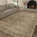 FMFUNCTEX 5x7 Washable Area Rug Neutral Vintage Brown Non Slip Low Pile by Fmfunctex