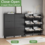 Shoe Cabinet with 6 Flip Drawers, Hidden Slim Wooden Shoe Rack Cabinet - Image 5