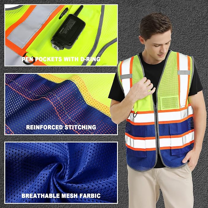 BeautyWill Custom Logo 10/20 Pack Safety Vest Class2 High Visibility Vest - Image 2