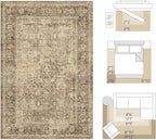 FMFUNCTEX 5x7 Washable Area Rug Neutral Vintage Brown Non Slip Low Pile - Image 8
