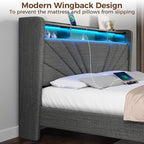 Rolanstar Full Size Bed Frame, Storage Headboard - Image 5
