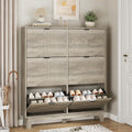 Shoe Cabinet with 6 Flip Drawers, Hidden Slim Wooden Shoe Rack Cabinet by Xixini